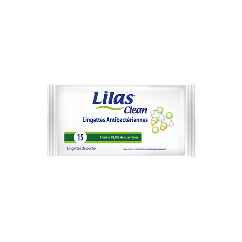 Lilas Lingettes Anti Bactiriens Boite de 15