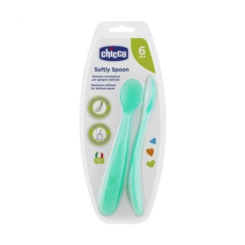 Chicco Cuillere Silicon Lot SE 2 Verte 6M+