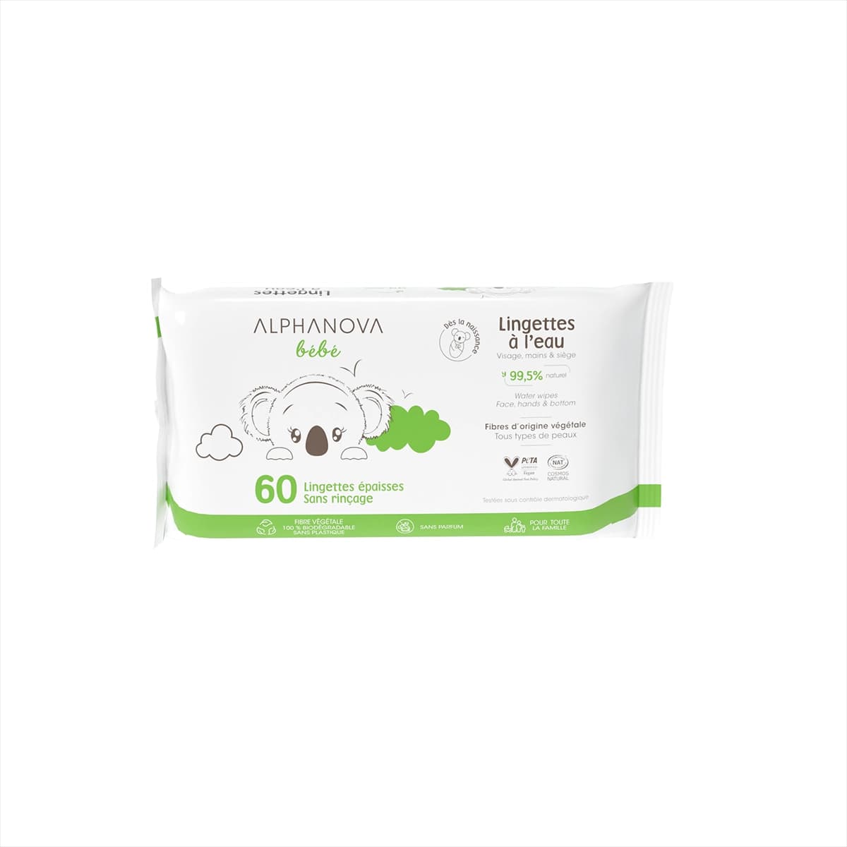 Alphanova Lingette a Eau pour Bebe 99.5% Naturelles