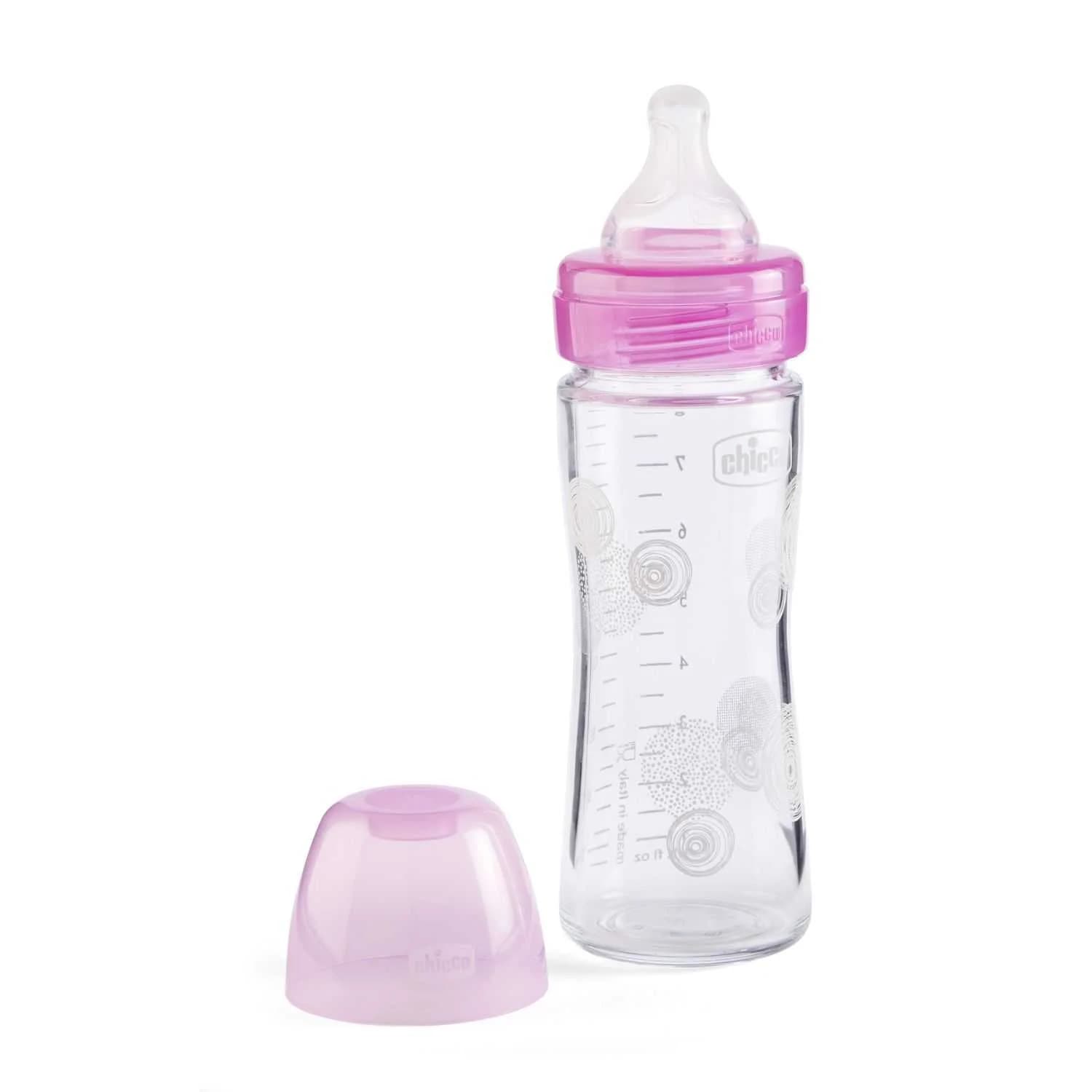 Chicco Biberon Well Being en Verre Rose 240 ML