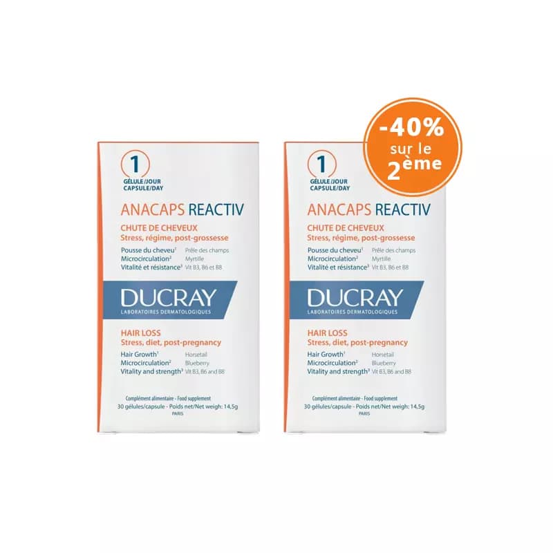 Ducray Anacaps Reactiv 2 Boites 30 Gelules -40% sur la 2ÈME