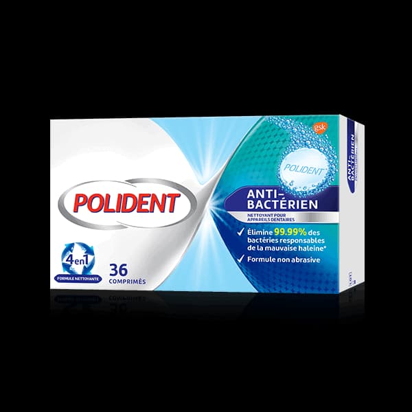 Polident Nettoyant Anti-bacterien 36 Comprimes