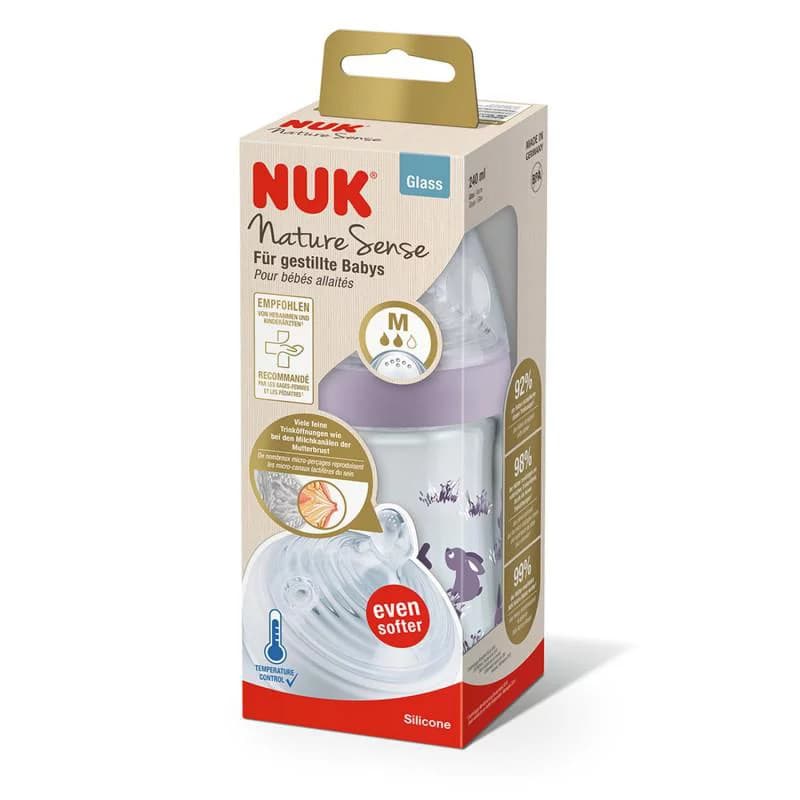 Nuk Biberon en verre Nature Sense Avec Temperature 240 ml