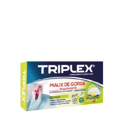 Triplex Maux de Gorge Citron 16 Comprimes a Sucer