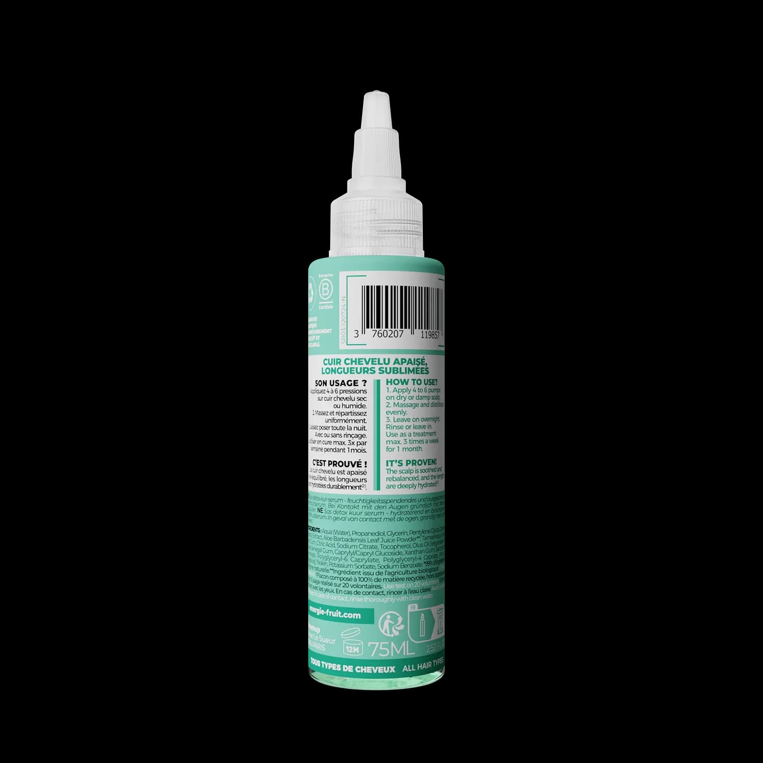 Energie Fruit Serum Capillaire Sos Chevelu Hydra Equilibrant Centella et Aloe Vera 75ML