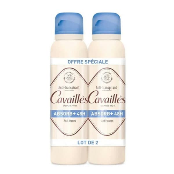 Roge Cavailles Pack Deo Absorb+ 48H Anti Traces Spray 150ML Lot de 2