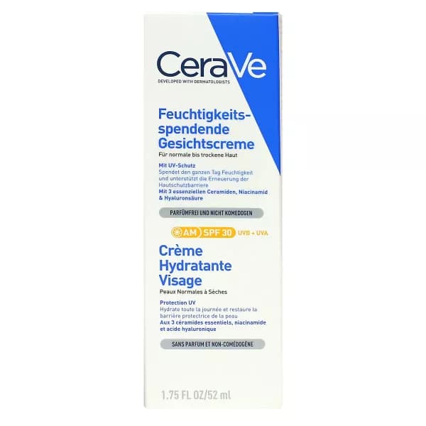 Cerave Creme Hydratante Visage Spf 30 Peaux Normales a Seches 52 ML