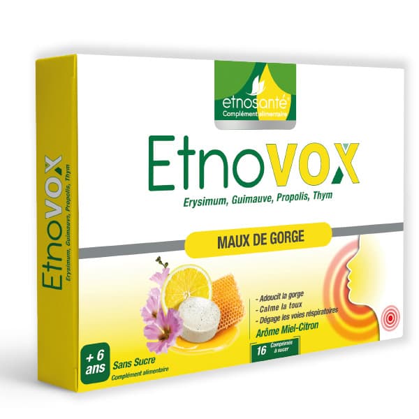 Etnovox Maux de Gorge Miel Citron BT 16