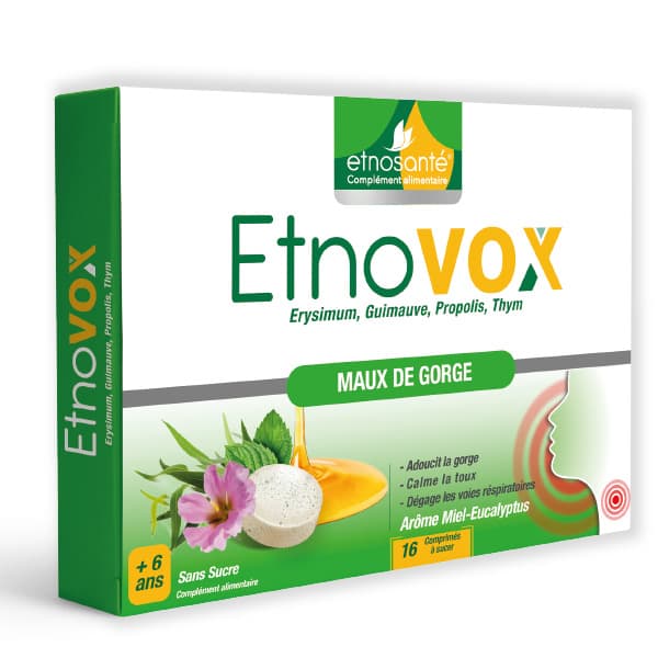 Etnovox Maux de Gorge Miel Eucalyptus BT 16