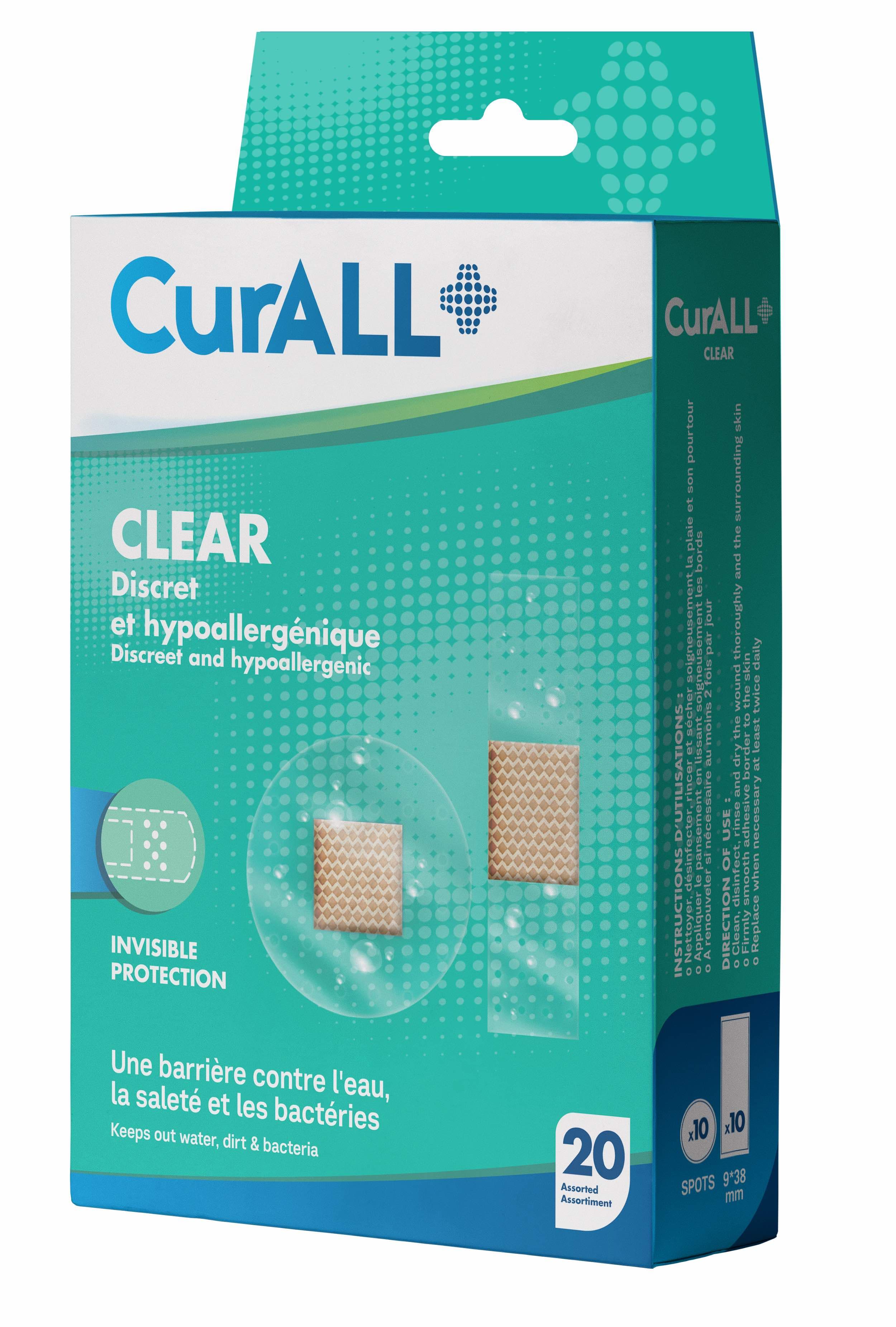Curall Clear Pansement Discret et Hypoollergbenique Invisible BT 20