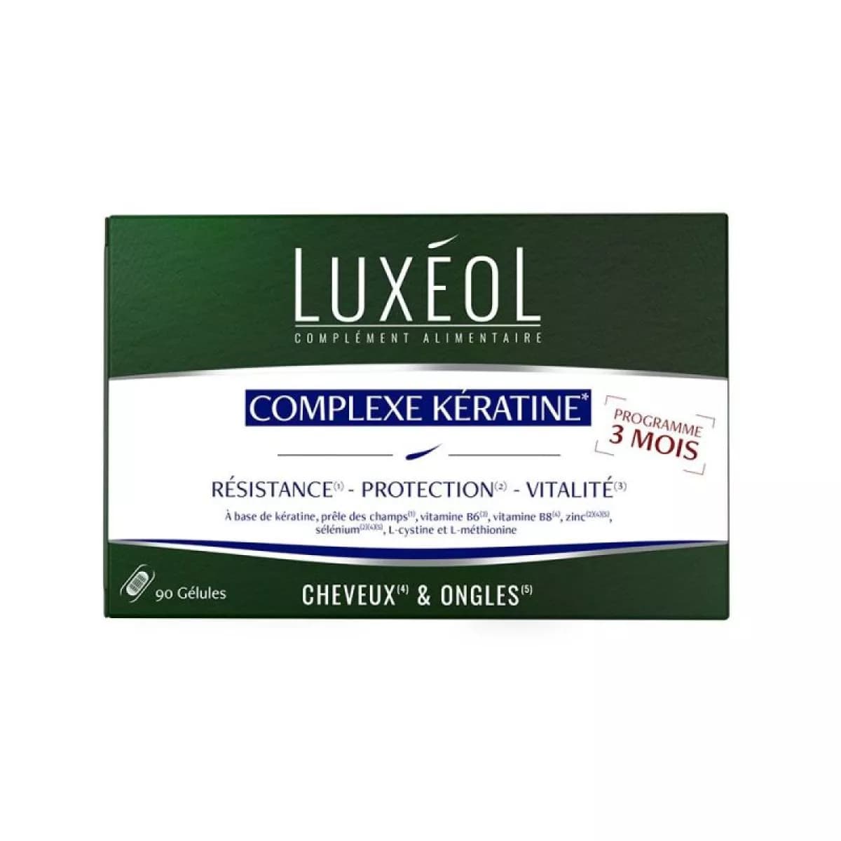 Luxeol Cheveux Complexe Keratine 3 Mois 90 Gelules